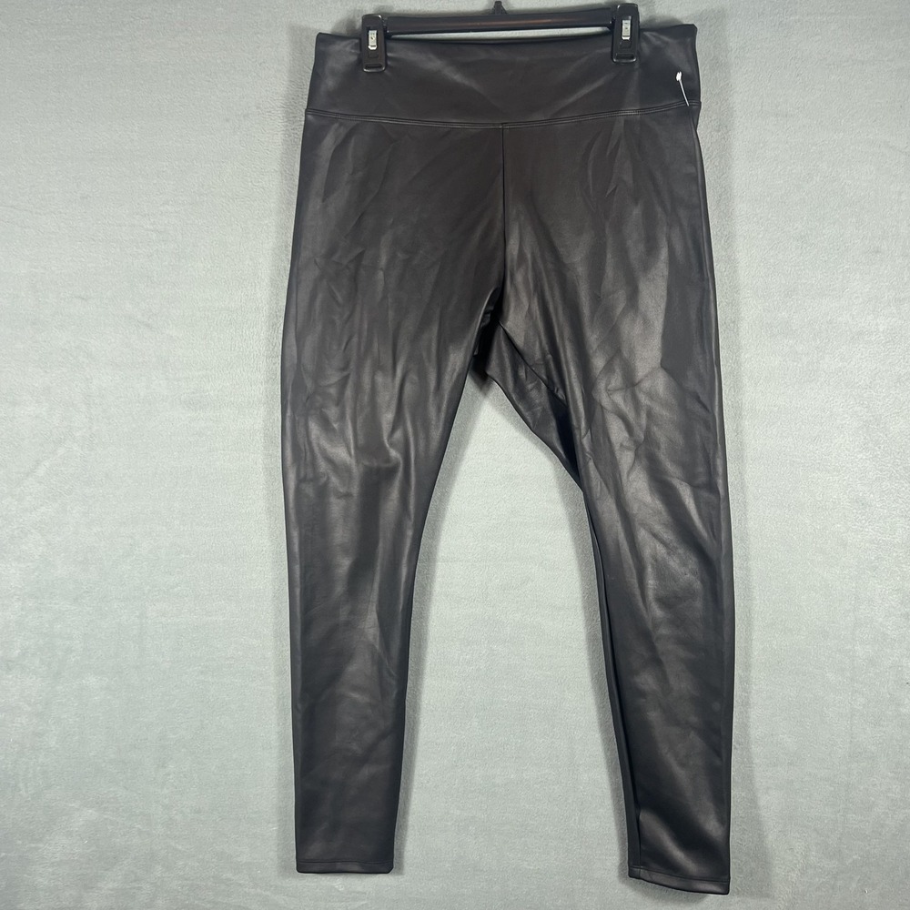 EXPRESS Women's Black Faux Leather High Rise Leggings Size Large L/G Stretch